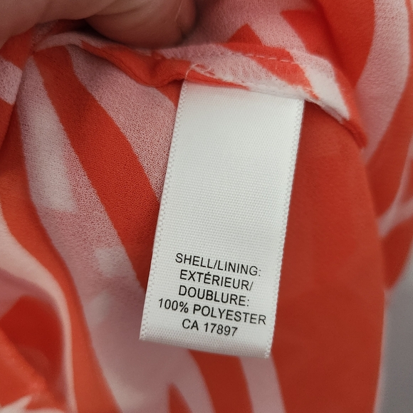 Banana Republic Orange & White Abstract V-Neck Tunic Top - Picture 5 of 8